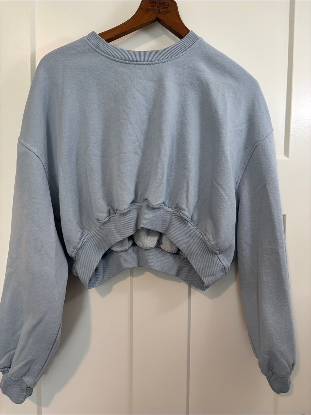Zara Powder Blue Cropped Crewneck Sweatshirt